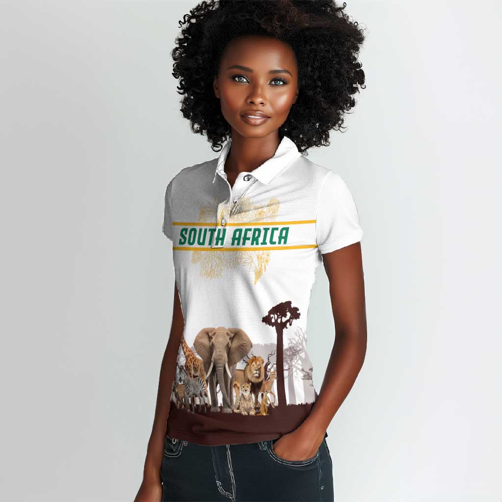 South Africa Wildlife Pride Women Polo Shirt Big Five Animals