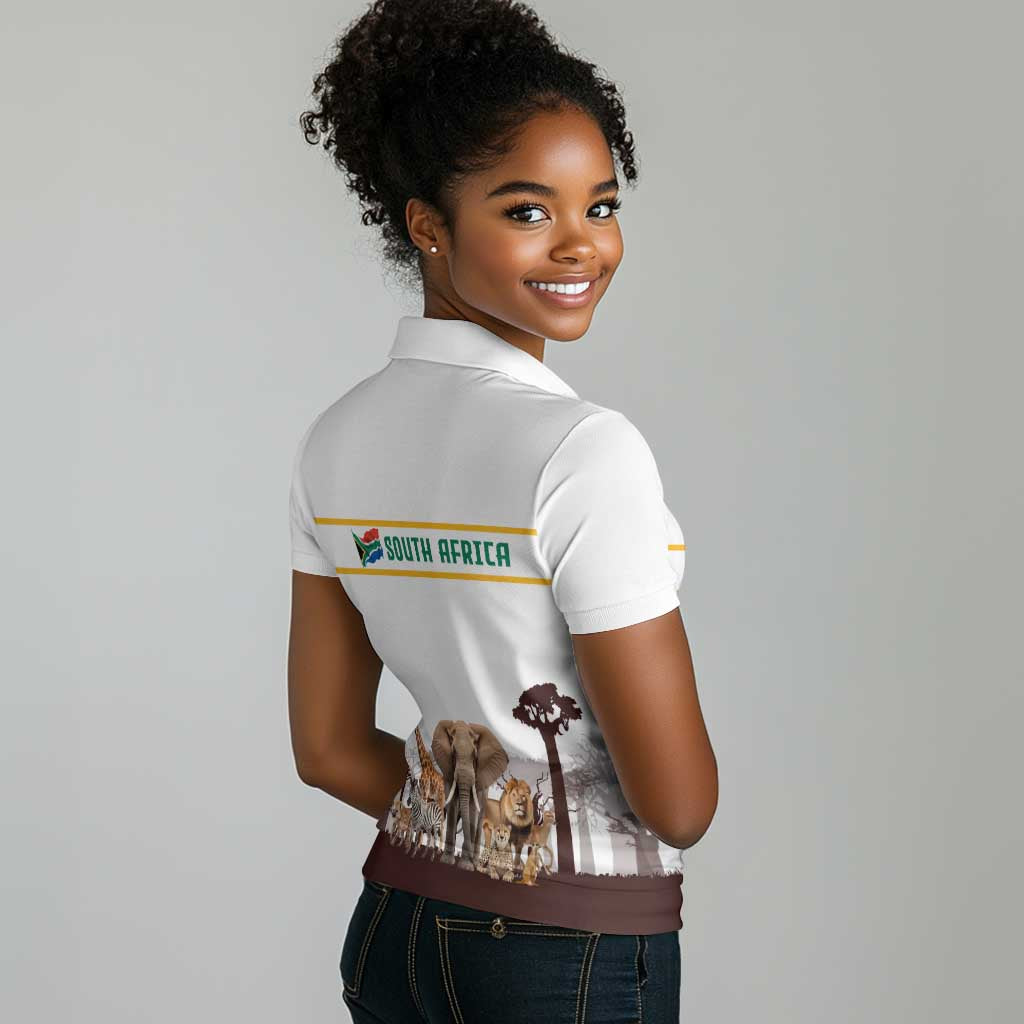 South Africa Wildlife Pride Women Polo Shirt Big Five Animals