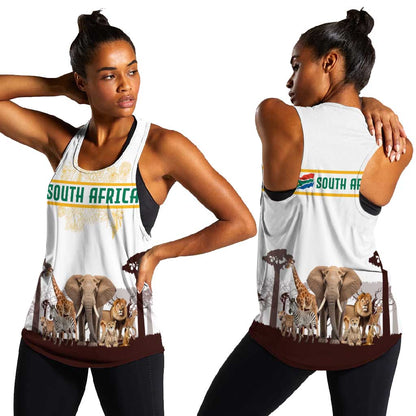 South Africa Wildlife Pride Women Racerback Tank Big Five Animals