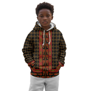 Cameroon Toghu Heritage Kid Hoodie Traditional Bamenda Pattern In African