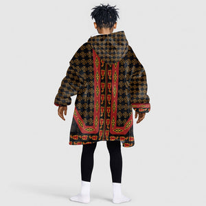Cameroon Toghu Heritage Kid Wearable Blanket Hoodie Traditional Bamenda Pattern In African