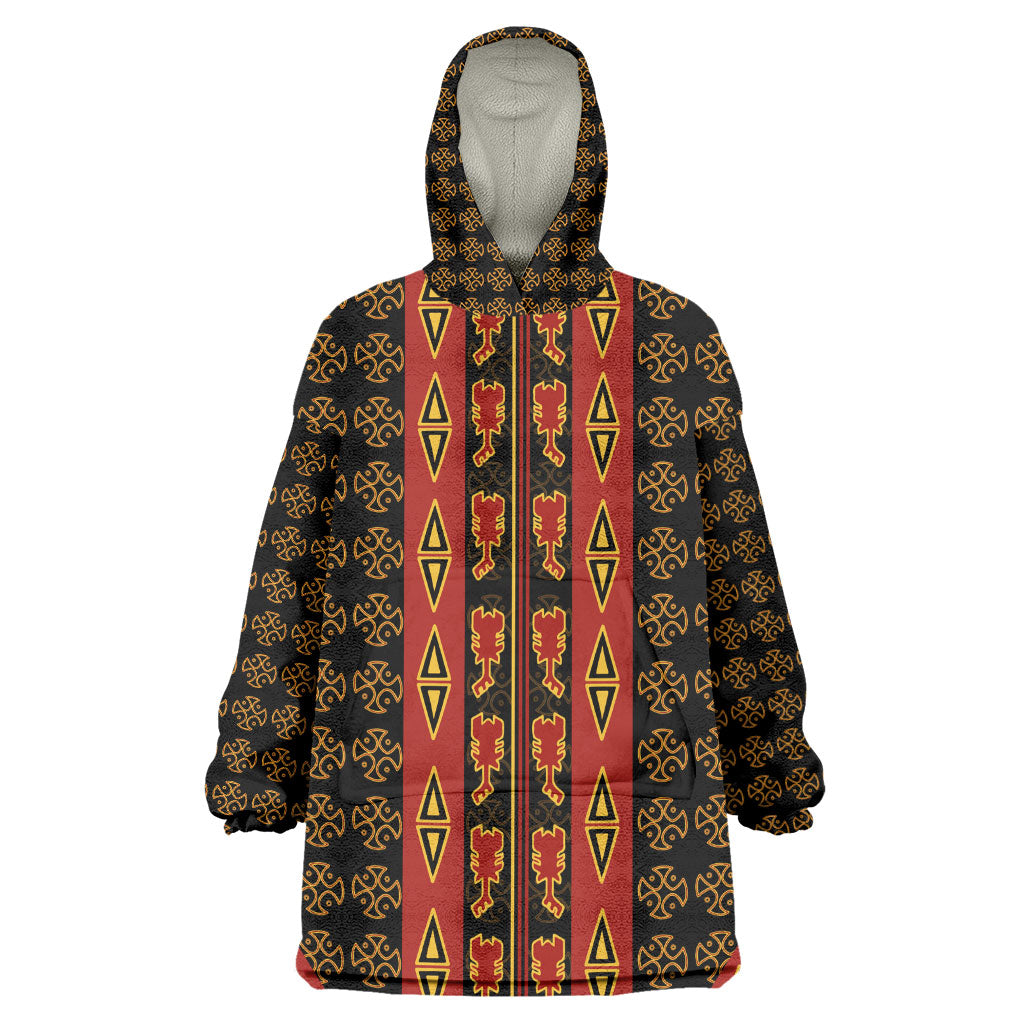 Cameroon Toghu Heritage Kid Wearable Blanket Hoodie Traditional Bamenda Pattern In African