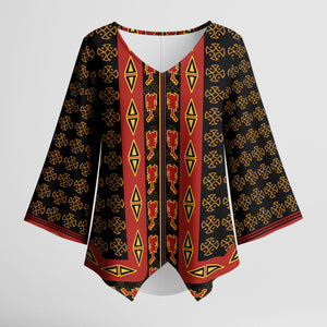 Cameroon Toghu Heritage Kimono Sleeve Blouse Traditional Bamenda Pattern In African