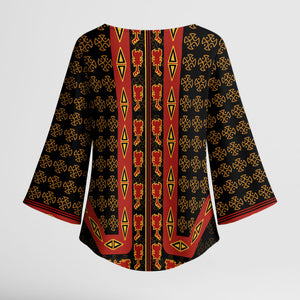 Cameroon Toghu Heritage Kimono Sleeve Blouse Traditional Bamenda Pattern In African
