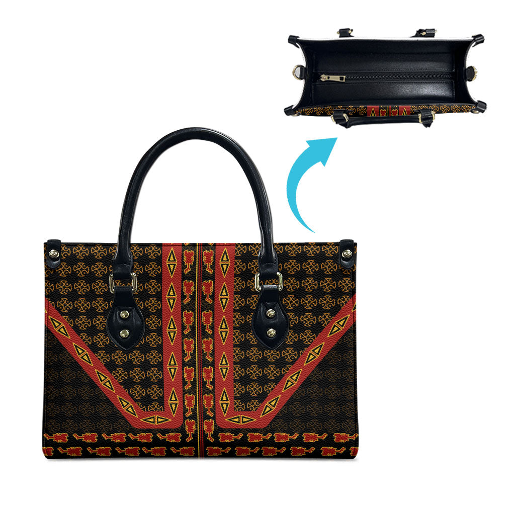 Cameroon Toghu Heritage Leather Bag Traditional Bamenda Pattern In African