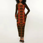 Cameroon Toghu Heritage Long Sleeve Bodycon Dress Traditional Bamenda Pattern In African