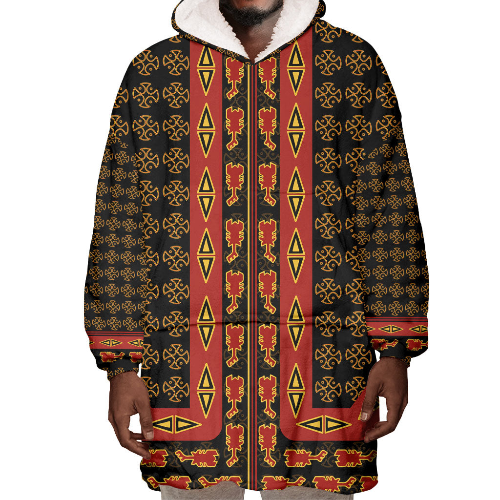 Cameroon Toghu Heritage Wearable Blanket Hoodie Traditional Bamenda Pattern In African