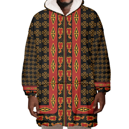 Cameroon Toghu Heritage Wearable Blanket Hoodie Traditional Bamenda Pattern In African