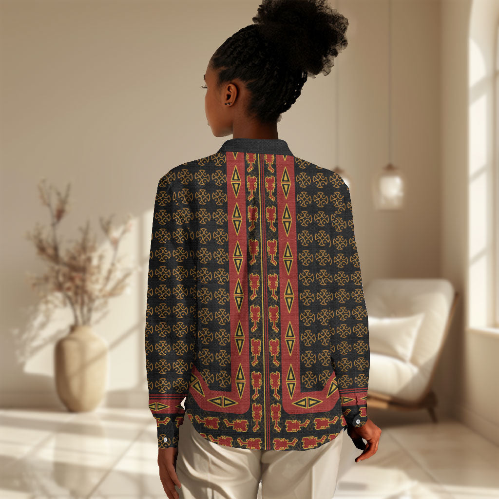 Cameroon Toghu Heritage Women Casual Shirt Traditional Bamenda Pattern In African