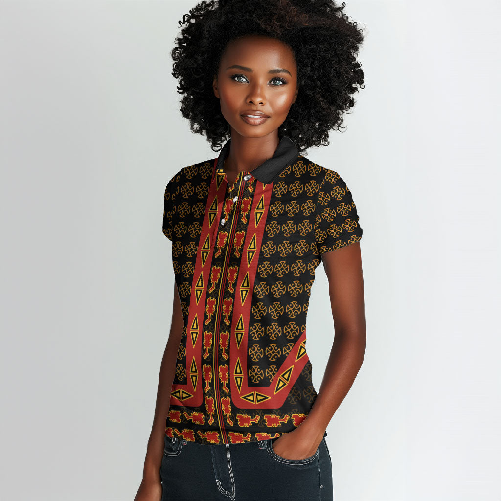 Cameroon Toghu Heritage Women Polo Shirt Traditional Bamenda Pattern In African