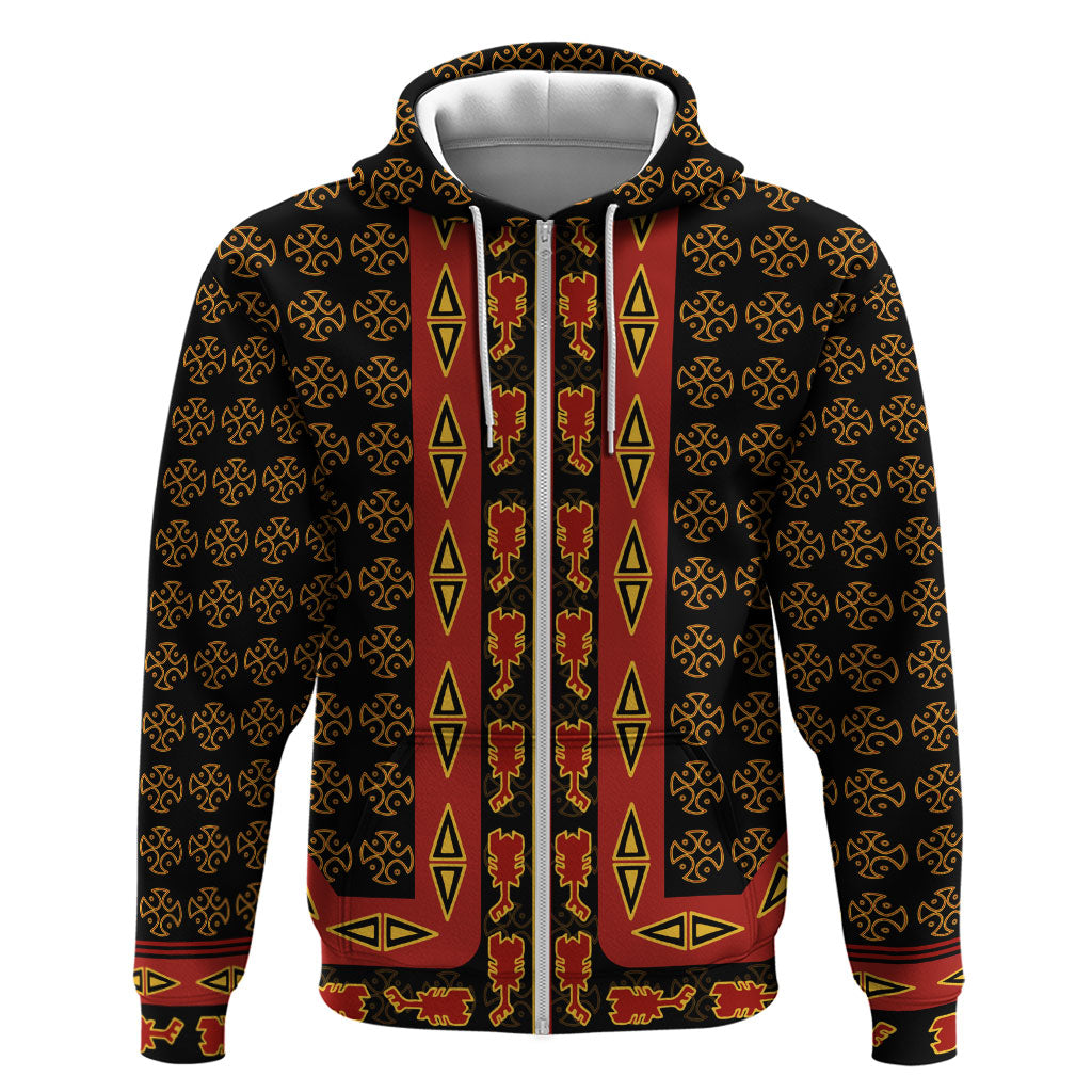 Cameroon Toghu Heritage Zip Hoodie Traditional Bamenda Pattern In African