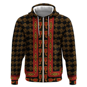 Cameroon Toghu Heritage Zip Hoodie Traditional Bamenda Pattern In African