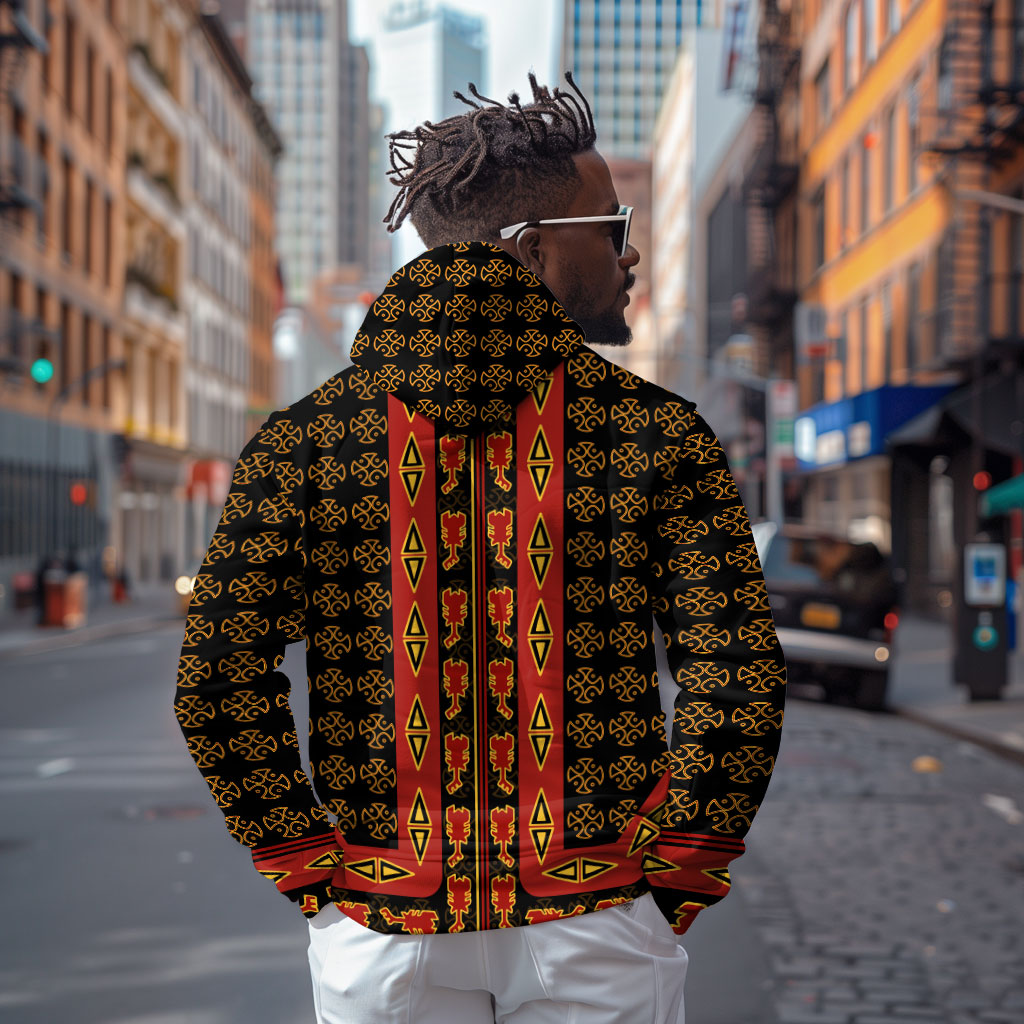 Cameroon Toghu Heritage Zip Hoodie Traditional Bamenda Pattern In African