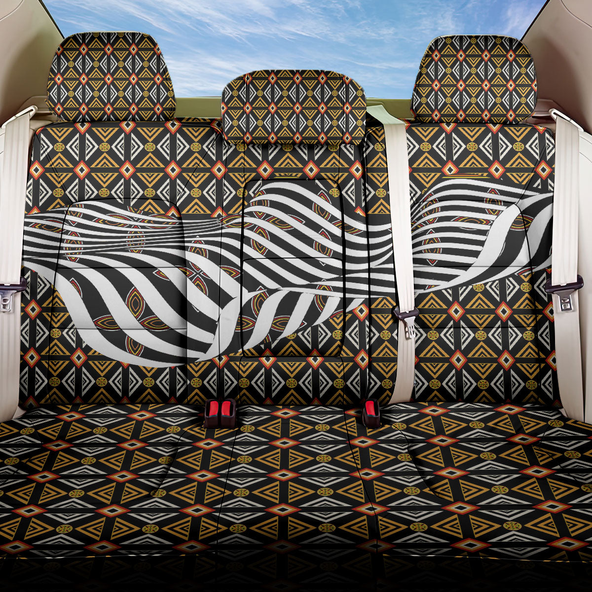 Cameroon Toghu Bamenda Back Car Seat Cover African Traditional Art