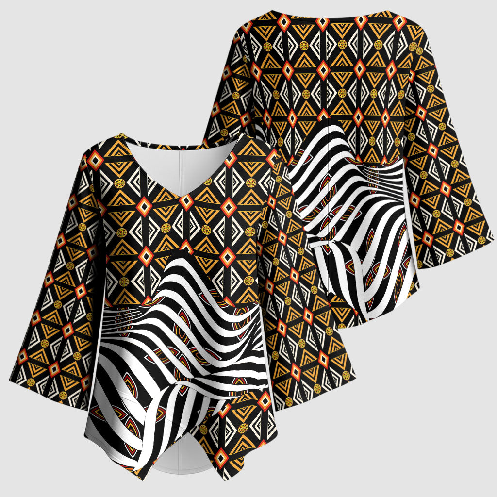 Cameroon Toghu Bamenda Kimono Sleeve Blouse African Traditional Art