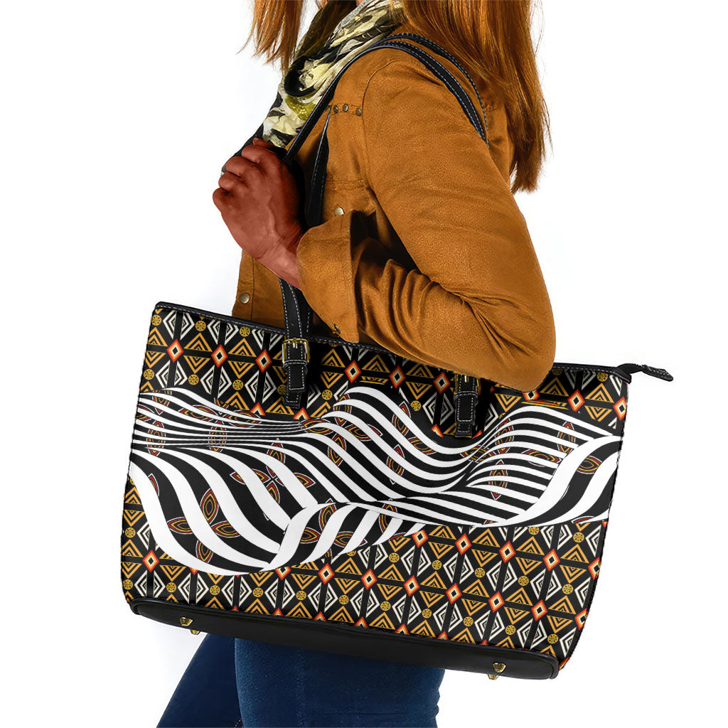 Cameroon Toghu Bamenda Leather Tote Bag African Traditional Art