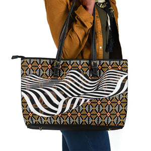 Cameroon Toghu Bamenda Leather Tote Bag African Traditional Art