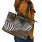 Cameroon Toghu Bamenda Leather Tote Bag African Traditional Art