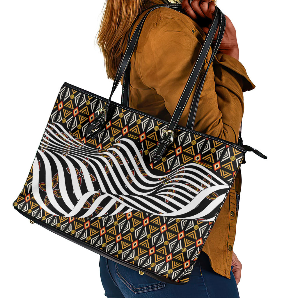 Cameroon Toghu Bamenda Leather Tote Bag African Traditional Art
