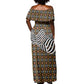 Cameroon Toghu Bamenda Off Shoulder Maxi Dress African Traditional Art