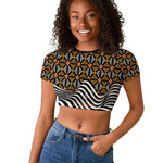 Cameroon Toghu Bamenda Raglan Cropped T shirt African Traditional Art