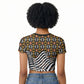 Cameroon Toghu Bamenda Raglan Cropped T shirt African Traditional Art