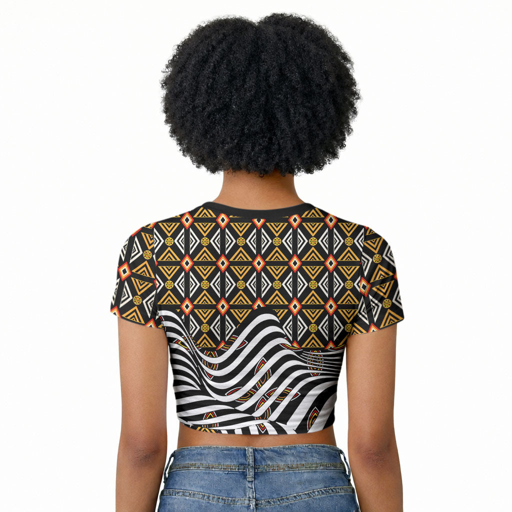 Cameroon Toghu Bamenda Raglan Cropped T shirt African Traditional Art