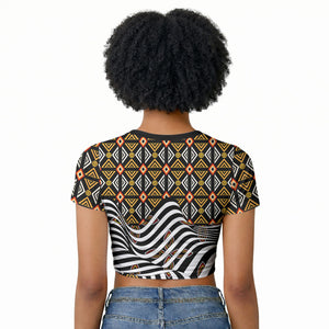 Cameroon Toghu Bamenda Raglan Cropped T shirt African Traditional Art