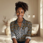 Cameroon Toghu Bamenda Women Casual Shirt African Traditional Art