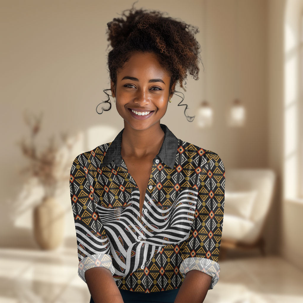 Cameroon Toghu Bamenda Women Casual Shirt African Traditional Art