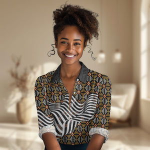 Cameroon Toghu Bamenda Women Casual Shirt African Traditional Art