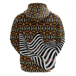 Cameroon Toghu Bamenda Zip Hoodie African Traditional Art
