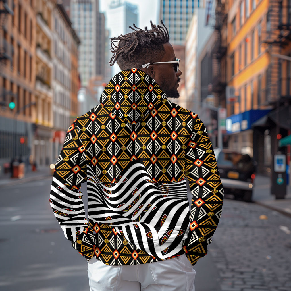 Cameroon Toghu Bamenda Zip Hoodie African Traditional Art