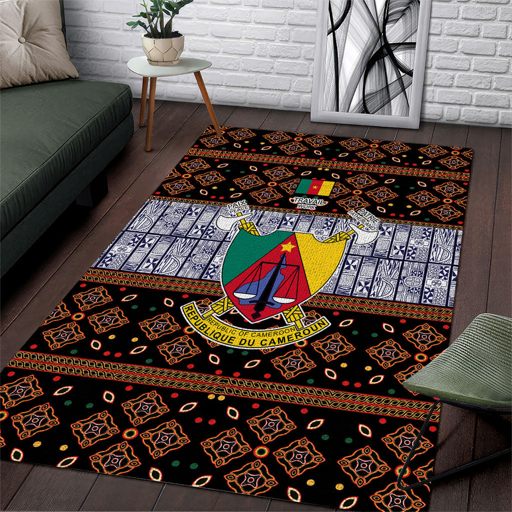 Cameroon Toghu Area Rug Flag Coat Of Arms - Traditional Bamenda Art