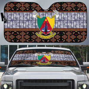Cameroon Toghu Auto Sun Shade Flag Coat Of Arms - Traditional Bamenda Art