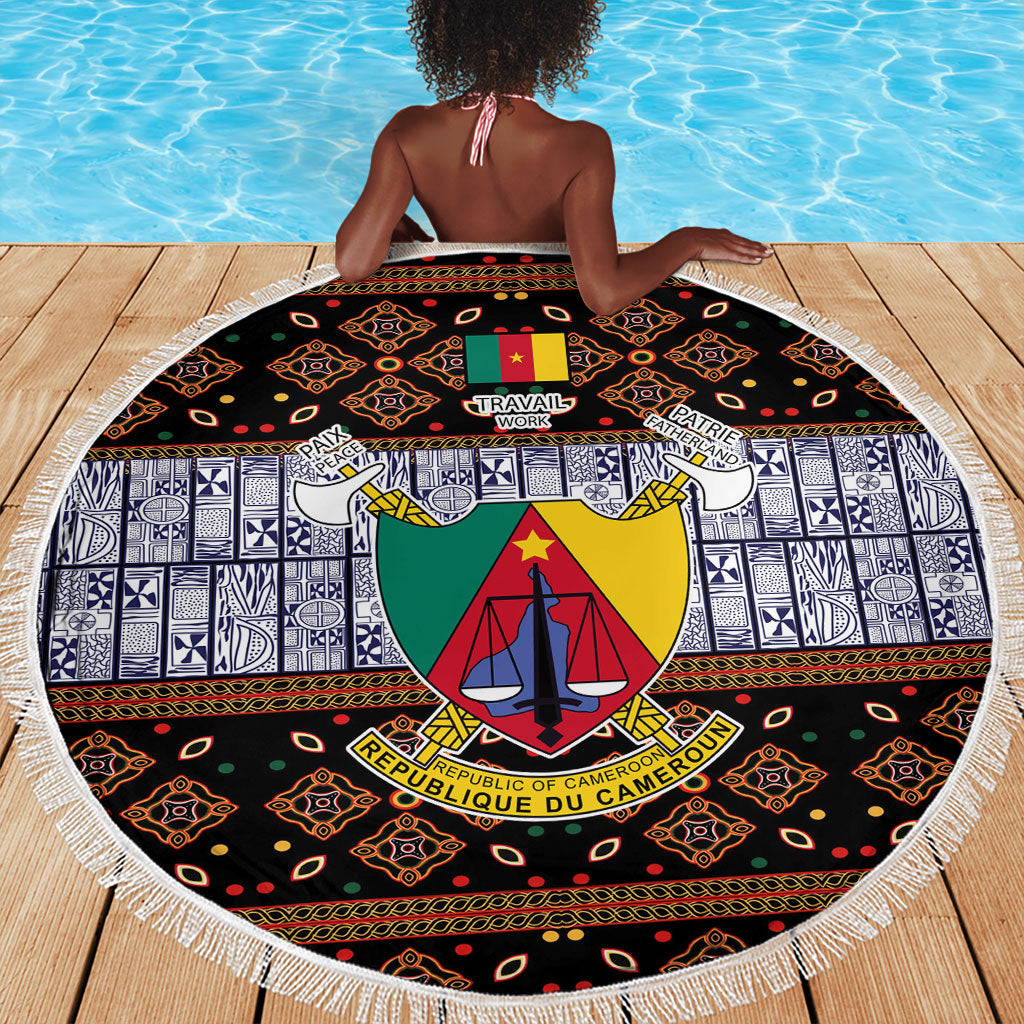 Cameroon Toghu Beach Blanket Flag Coat Of Arms - Traditional Bamenda Art