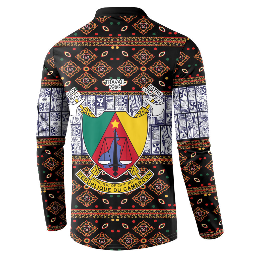 Cameroon Toghu Button Sweatshirt Flag Coat Of Arms - Traditional Bamenda Art