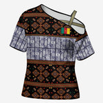 Cameroon Toghu Cross Shoulder Shirt Flag Coat Of Arms - Traditional Bamenda Art