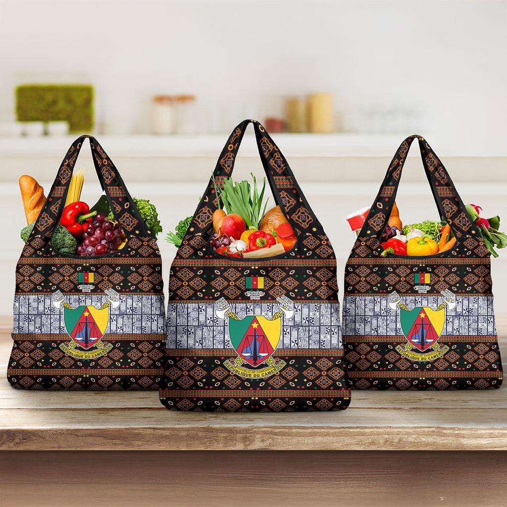 Cameroon Toghu Grocery Bag Flag Coat Of Arms - Traditional Bamenda Art