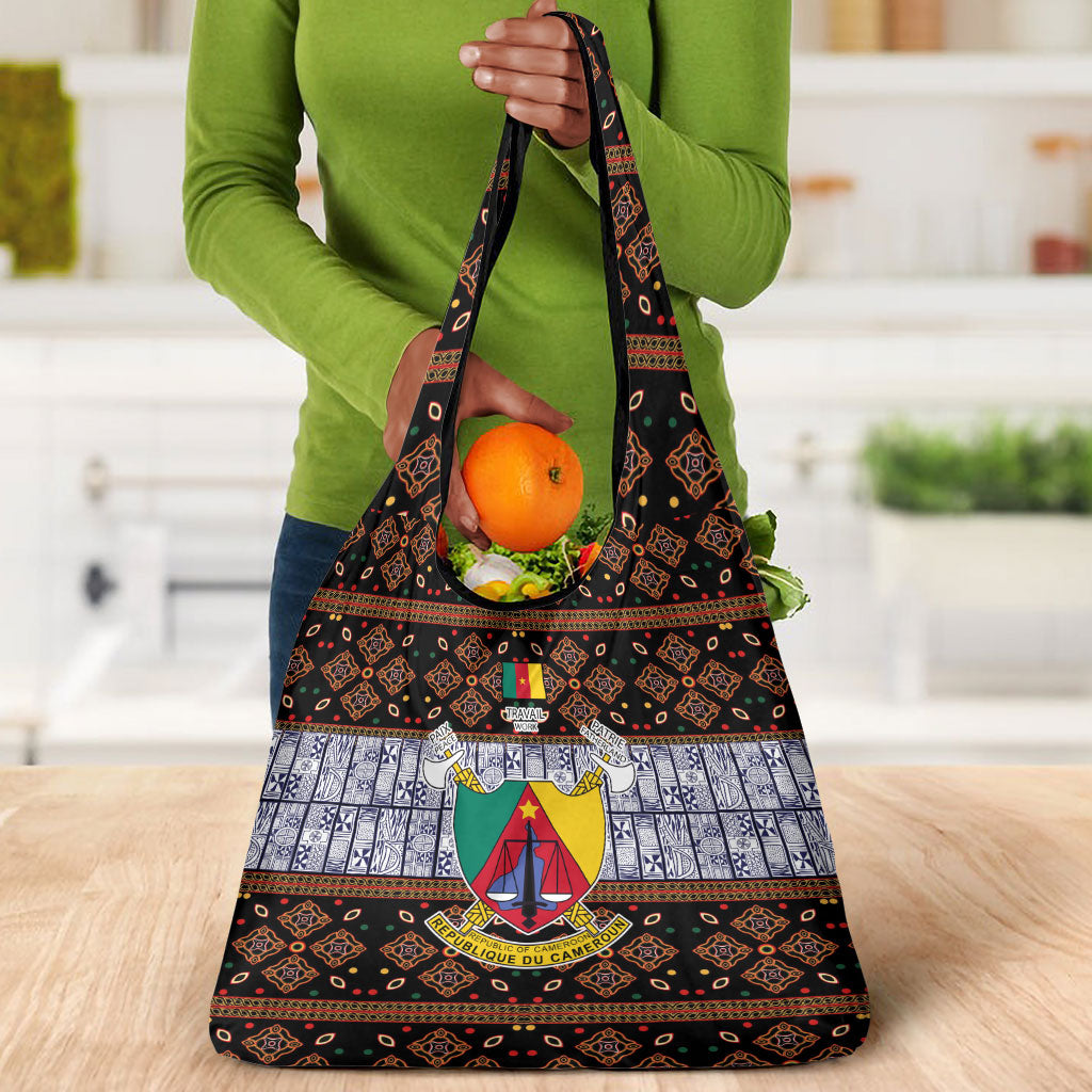 Cameroon Toghu Grocery Bag Flag Coat Of Arms - Traditional Bamenda Art