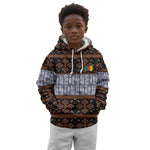 Cameroon Toghu Kid Hoodie Flag Coat Of Arms - Traditional Bamenda Art
