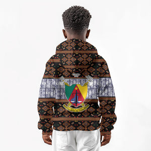 Cameroon Toghu Kid Hoodie Flag Coat Of Arms - Traditional Bamenda Art
