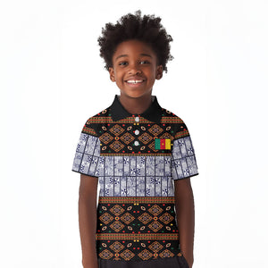 Cameroon Toghu Kid Polo Shirt Flag Coat Of Arms - Traditional Bamenda Art