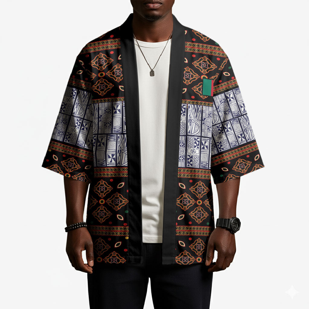 Cameroon Toghu Kimono Flag Coat Of Arms - Traditional Bamenda Art
