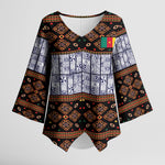 Cameroon Toghu Kimono Sleeve Blouse Flag Coat Of Arms - Traditional Bamenda Art
