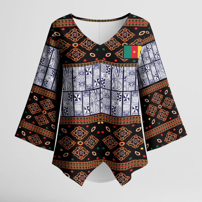 Cameroon Toghu Kimono Sleeve Blouse Flag Coat Of Arms - Traditional Bamenda Art