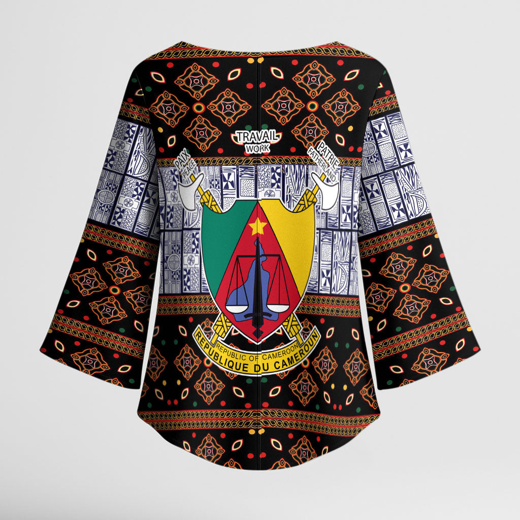 Cameroon Toghu Kimono Sleeve Blouse Flag Coat Of Arms - Traditional Bamenda Art