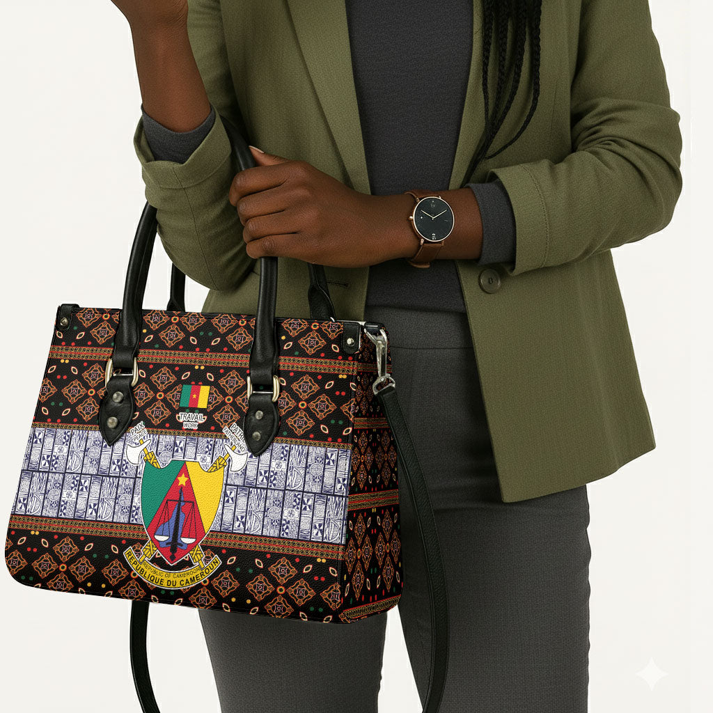 Cameroon Toghu Leather Bag Flag Coat Of Arms - Traditional Bamenda Art