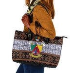 Cameroon Toghu Leather Tote Bag Flag Coat Of Arms - Traditional Bamenda Art