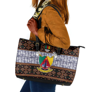 Cameroon Toghu Leather Tote Bag Flag Coat Of Arms - Traditional Bamenda Art